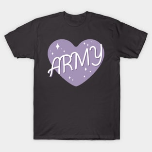 BTS ARMY purple heart borahae typography T-Shirt